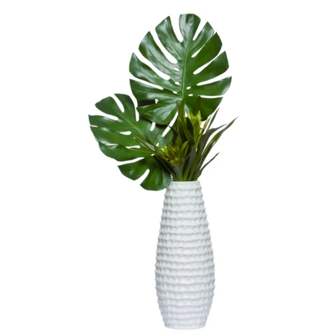 Микс монстеры и суккулентов в вазе, В 60