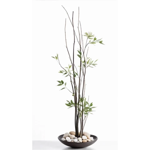 Ветки весеннего дерева с листьями, В 110