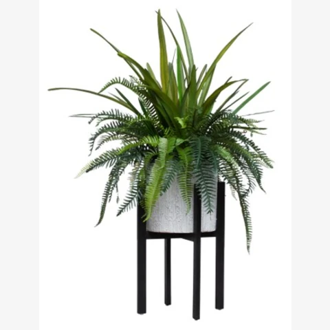 Агава и папоротник в кашпо на подставке, В 70