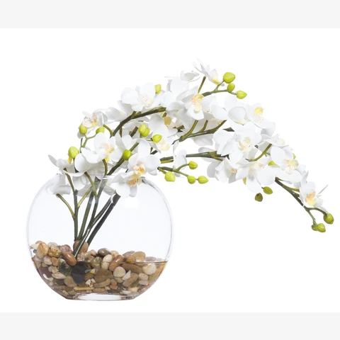 Искусственные цветы в вазе, Орхидея 5 белых цветоносов, В 35