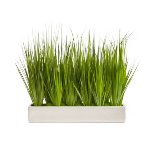 Композиция из искусственных растений в кашпо с высокой осокой №129, В70*Д120*Ш25