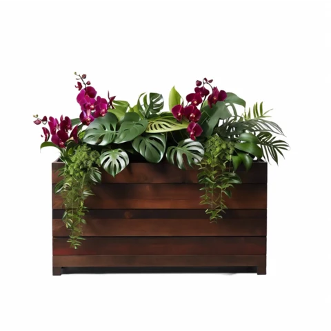 Растения искусственные в кашпо Микс с Магнолией №158, В85*Д100*Ш30