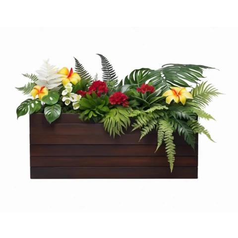 Композиция из искусственных растений в кашпо с гортензией №166, В85*Д100*Ш30