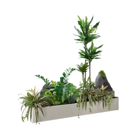 Кашпо с искусственными растениями Бонсай, оазис в лесном стиле №193, В170*Д150*Ш30