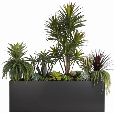 Кашпо с композицией из искусственных растений №197, В160*Д130*Ш35