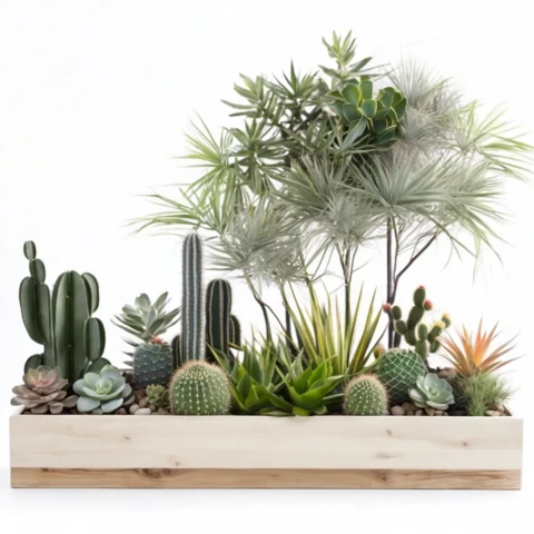 Кашпо с искусственными растениями Бонсай 