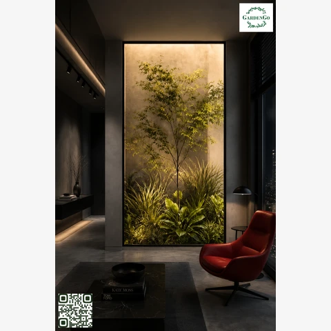 Фитобокс GardenGo с растениями за стеклом. 