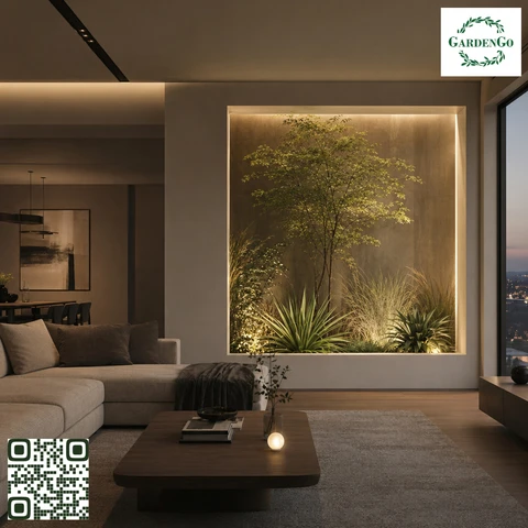 Фитобокс GardenGo с растениями за стеклом. 