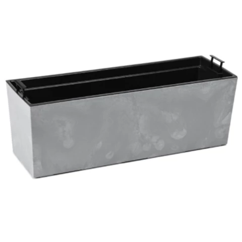 Кашпо балконное с вкладкой Д56 В19, Серый бетон