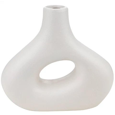Ваза дизайнерская керамическая В20 см, Белая, Vase202