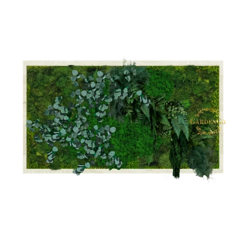 Панно из мха с зеленью в деревянной раме №16