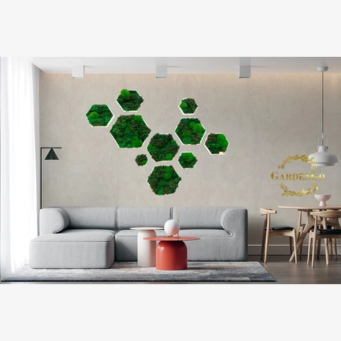 Панно СОТА из микса 3х мхов деревянной раме №20