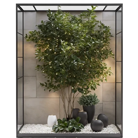 Стеклянный Фитобокс с искусственными растениями 