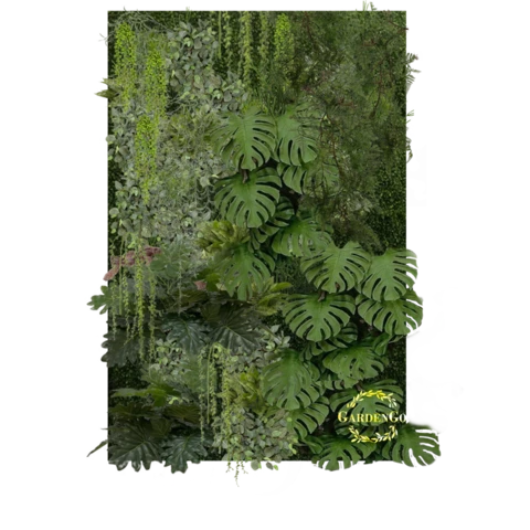 Фитостена искусственная с монстерой и крестовником. Дизайн №123 