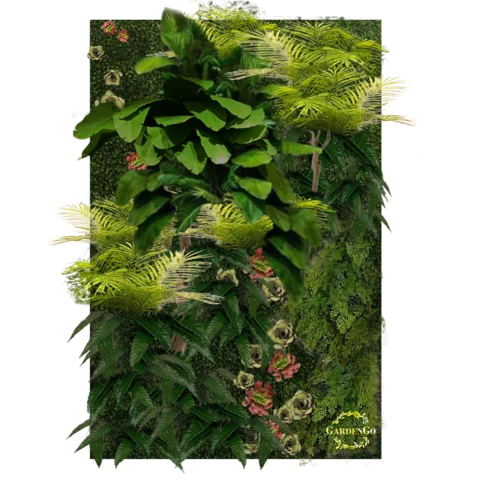 Фитостена искусственная с бананом и суккулентами. Дизайн №124 