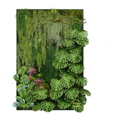 Фитостена искусственная с монстерой и калатеей Дизайн №127 