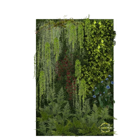 Фитостена искусственная с эвкалиптом и папоротником. Дизайн №128 