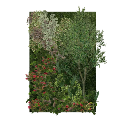 Фитостена искусственная с деревом оливы. Дизайн №129 