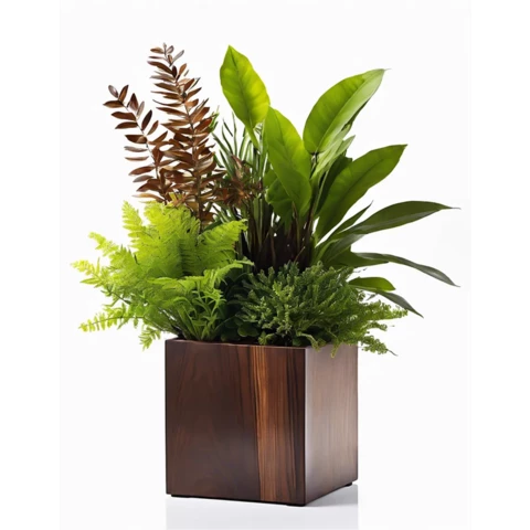 Кашпо с искусственными растениями Микс с эвкалиптом №21, В35*Д15*Ш15