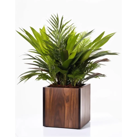 Кашпо с искусственными растениями Микс с Пальмой №23, В35*Д15*Ш15