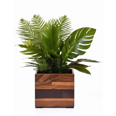 Кашпо с искусственными растениями Микс с Монстерой №24, В35*Д15*Ш15