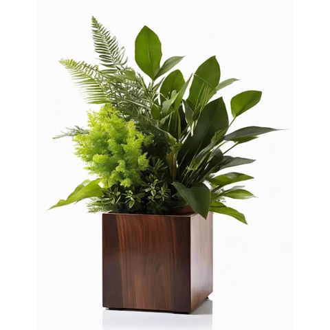 Кашпо с искусственными растениями Микс Кипарисом №28, В40*Д15*Ш15