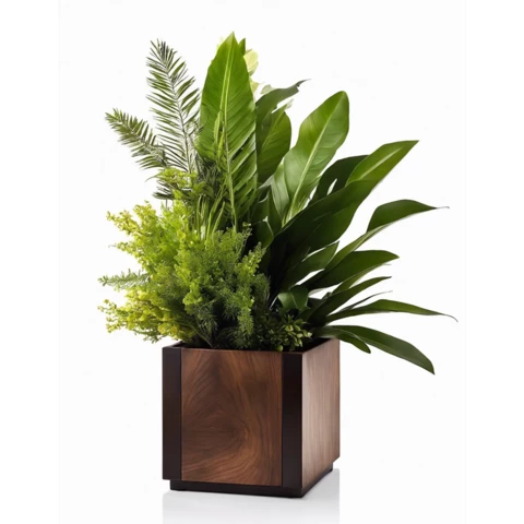 Кашпо с искусственными растениями Микс с Кипарисом №30, В40*Д15*Ш15
