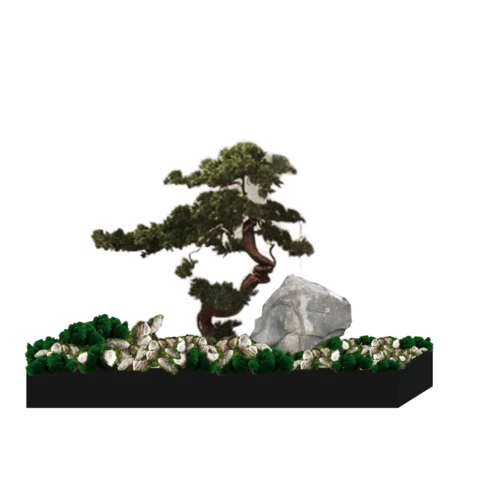 Бонсай с искусственным кипарисом в кашпо в Японском стиле №182, В13*Д110*Ш110