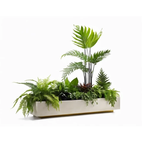 Кашпо с искусственными растениями бонсай с пальмой №191, В140*Д130*Ш35