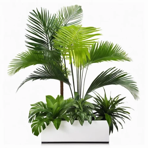Кашпо с искусственными растениями бонсай с пальмой №208, В160*Д80*Ш30