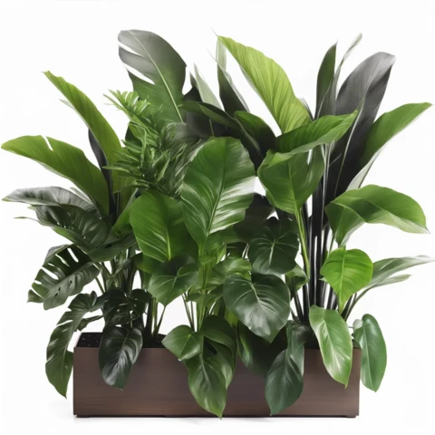 Кашпо с миксом искусственных растений в тропическом стиле №209, В170*Д130*Ш30