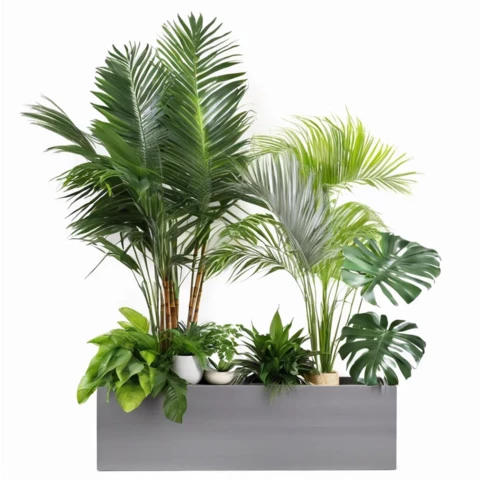 Кашпо с миксом искусственных растений в тропическом стиле №210, В180*Д150*Ш30