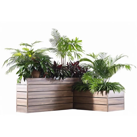 Кашпо с композицией из искусственных растений комплект из 2 шт. №216, В80*Д100*Ш25