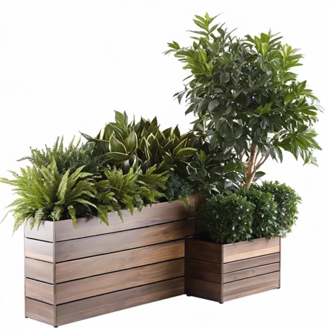 Кашпо с композицией из искусственных растений комплект из 2 шт. №218, В80*Д100*Ш25