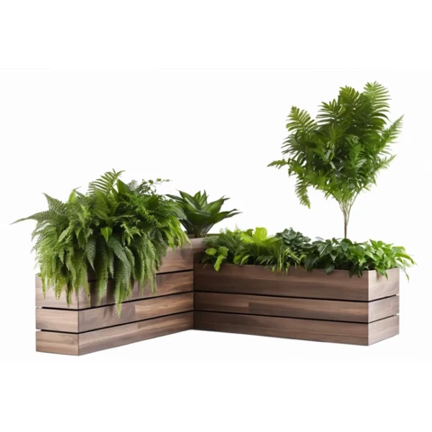 Кашпо с композицией из искусственных растений комплект из 2 шт. №219, В80*Д100*Ш25