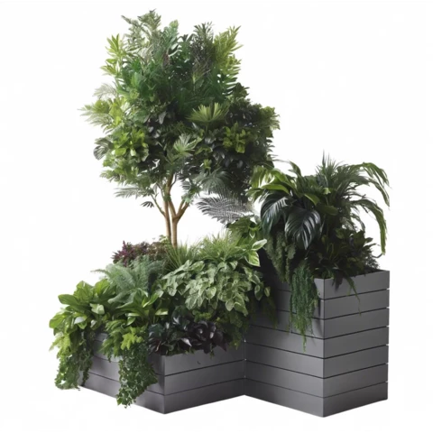 Кашпо с композицией из искусственных растений №220, В165*Д130*Ш40