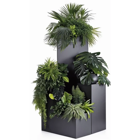 Искусственные растения в кашпо. Комплект из 4х модулей №225, В150*Д60*Ш60