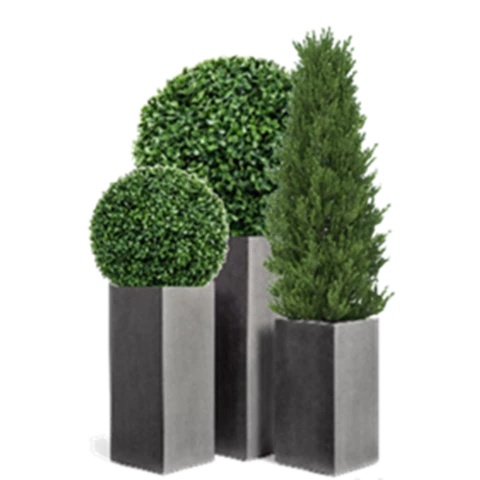 Модульный комплект из 3х кашпо из фанеры с искусственными растениями №226, В150*Д60*Ш60