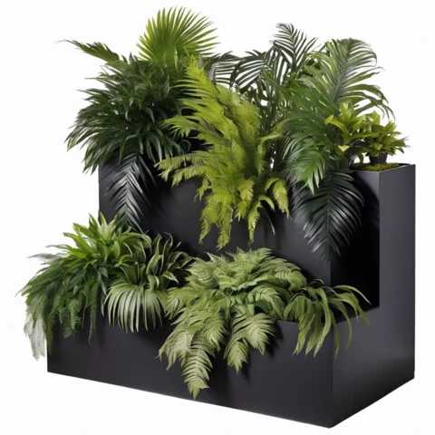 Кашпо с композицией из искусственных растений, комплект из 2х шт. №228, В150*Д110*Ш50