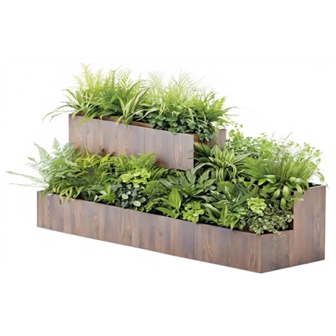 Кашпо с композицией из искусственных растений, комплект из 3х шт. №229, В95*Д80*Ш20