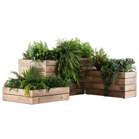 Кашпо с композицией из искусственных растений комплект из 3 шт. №231, В80*Д100*Ш25