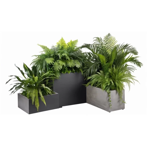 Кашпо с композицией из искусственных растений, 3 шт. №233, В100*Д100*Ш20