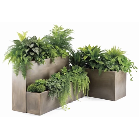 Кашпо с композицией из искусственных растений, 3 шт. №234, В100*Д100*Ш20