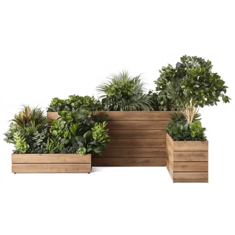 Кашпо с композицией из искусственных растений, комплект из 3 шт. №235, В80*Д100*Ш25