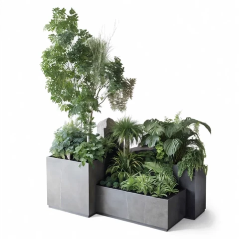 Кашпо с композицией из искусственных растений, комплект из 3 шт. №239, В180*Д100*Ш30