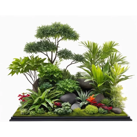 Кашпо с композицией из искусственных растений №244, В170*Д150*Ш70