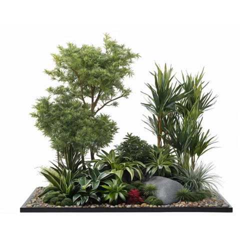 Кашпо с композицией из искусственных растений №245, В170*Д150*Ш70