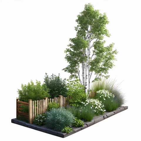 Кашпо с композицией из искусственных растений №248, В200*Д200*Ш120