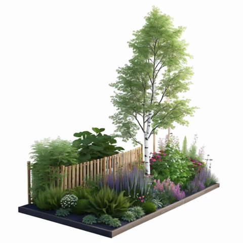 Кашпо с композицией из искусственных растений №249, В200*Д200*Ш120