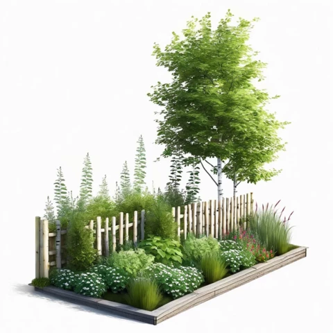 Кашпо с композицией из искусственных растений №250, В220*Д200*Ш120